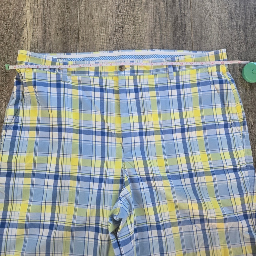 FootJoy Mens Blue Yellow Plaid Golf Shorts Size 40 Performance Flat Front FJ - Picture 7 of 9